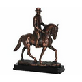 Walking Spanish Horse with Rider Antique Bronze Figurine - 12" W x 14.5" H